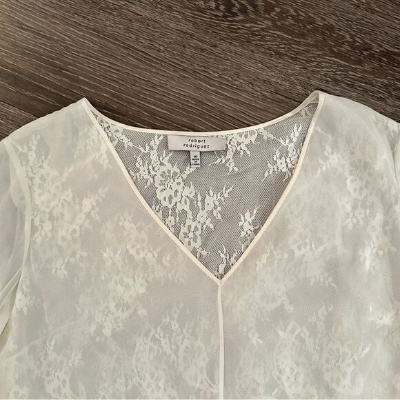 Robert Rodriguez Lace Illusion Silk Blouse - Picture 6 of 11